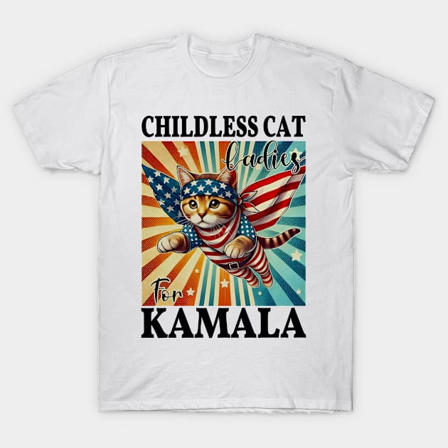 Vintage Childless Cat Ladies For Kamala Harris 2024 Election T-Shirt by gemmabhonde